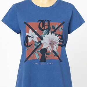 Bella + Canvas Blue Floral Graphic Tee - "Take Your Time" - Size M